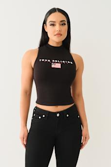 FLAG EMBROIDERED MOCK NECK TANK , image 2