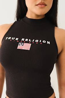 FLAG EMBROIDERED MOCK NECK TANK , image 1