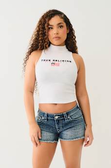 FLAG EMBROIDERED MOCK NECK TANK , image 2