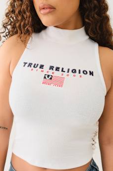 FLAG EMBROIDERED MOCK NECK TANK , image 1