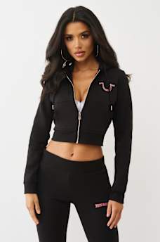 RAINBOW STITCH HORSESHOE SHRUNKEN ZIP HOODIE, image 2