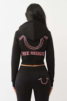 RAINBOW STITCH HORSESHOE SHRUNKEN ZIP HOODIE, image 5