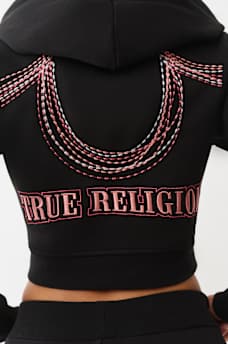 RAINBOW STITCH HORSESHOE SHRUNKEN ZIP HOODIE, image 1