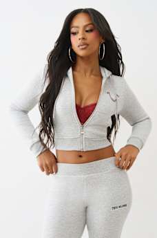 RAINBOW STITCH HORSESHOE SHRUNKEN ZIP HOODIE, image 2