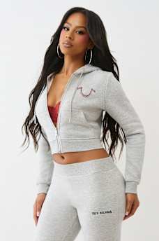 RAINBOW STITCH HORSESHOE SHRUNKEN ZIP HOODIE, image 4