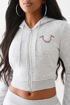 RAINBOW STITCH HORSESHOE SHRUNKEN ZIP HOODIE, image 6