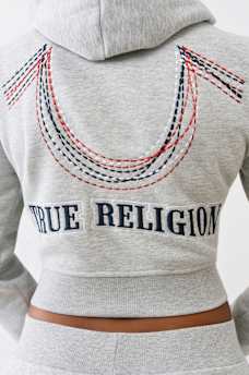 RAINBOW STITCH HORSESHOE SHRUNKEN ZIP HOODIE, image 1