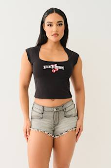 CHERRY SQUARE NECK BABY TEE, image 2
