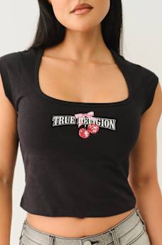 CHERRY SQUARE NECK BABY TEE, image 1