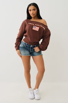 OFF THE SHOULDER EMBROIDERED PULLOVER, image 2