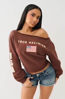 OFF THE SHOULDER EMBROIDERED PULLOVER, image 1