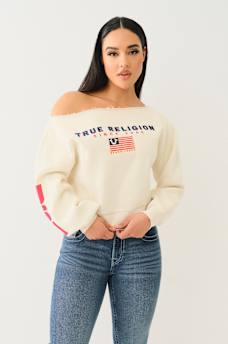 OFF THE SHOULDER EMBROIDERED PULLOVER, image 1