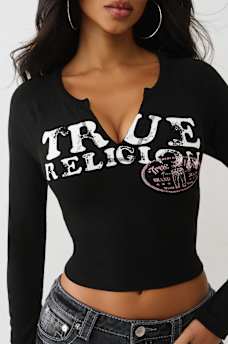 RIBBED V-NOTCH RAGLAN LONG SLEEVE TEE, image 2