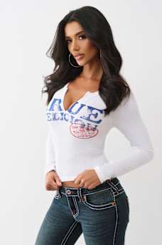 RIBBED V-NOTCH RAGLAN LONG SLEEVE TEE, image 4