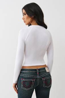 RIBBED V-NOTCH RAGLAN LONG SLEEVE TEE, image 5