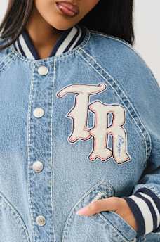 OVERSIZED DENIM BOMBER JACKET, image 4