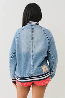 OVERSIZED DENIM BOMBER JACKET, image 6