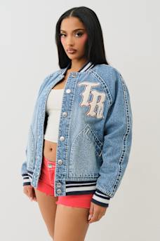 OVERSIZED DENIM BOMBER JACKET, image 1