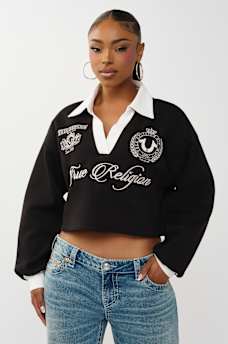 EMBROIDERED SHRUNKEN POLO PULLOVER, image 2