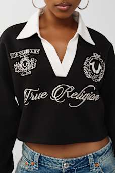 EMBROIDERED SHRUNKEN POLO PULLOVER, image 1