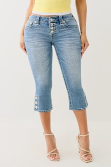 LOW RISE BUTTON HEM FLAP CAPRI , image 2