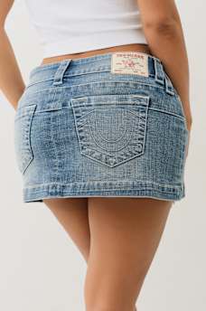 LOW RISE DENIM WRAP MINI SKIRT, image 2