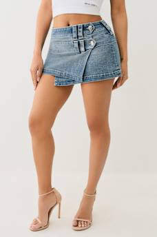 LOW RISE DENIM WRAP MINI SKIRT, image 4