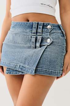 LOW RISE DENIM WRAP MINI SKIRT, image 1