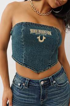 DENIM BANDEAU TOP, image 2