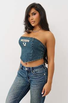 DENIM BANDEAU TOP, image 5