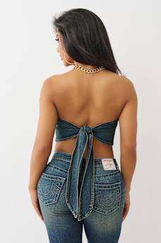 DENIM BANDEAU TOP, image 6