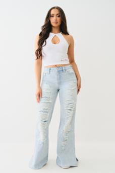 DESTROYED RELAXED FLARE JEAN, image 2