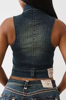 FAUX FUR DENIM VEST, image 5