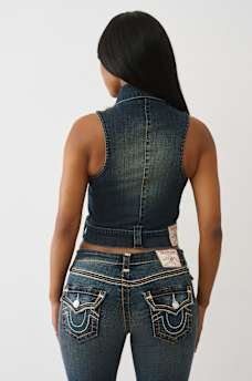 FAUX FUR DENIM VEST, image 7