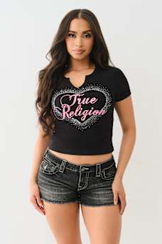 CRYSTAL HEART NOTCH BABY TEE, image 2
