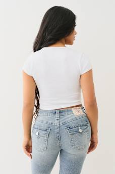 SEAMLESS KEYHOLE HORSESHOE CHARM BABY TEE, image 4