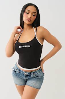 CONTRAST LAYERED HALTER CAMI TOP, image 1