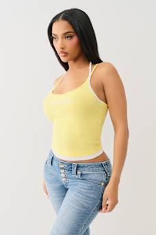 CONTRAST LAYERED HALTER CAMI TOP, image 3
