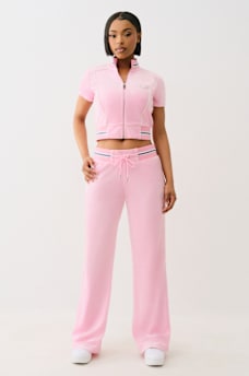 CRYSTAL VELOUR SHORT SLEEVE TRACK JACKET, image 4