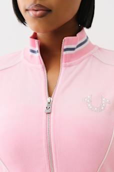 CRYSTAL VELOUR SHORT SLEEVE TRACK JACKET, image 7