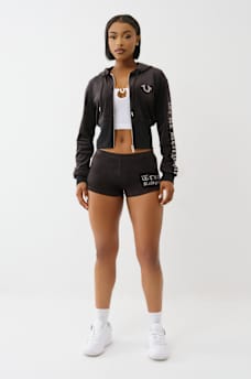 VELOUR CRYSTAL ZIP HOODIE, image 3