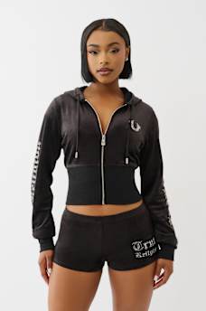 VELOUR CRYSTAL ZIP HOODIE, image 5