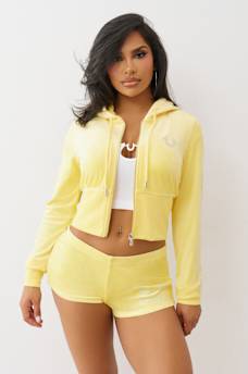 VELOUR CRYSTAL ZIP HOODIE, image 3