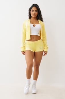 VELOUR CRYSTAL LOW RISE SPICY SHORTS, image 2