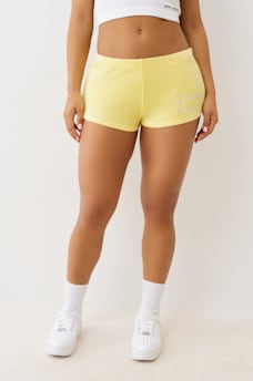 VELOUR CRYSTAL LOW RISE SPICY SHORTS, image 3