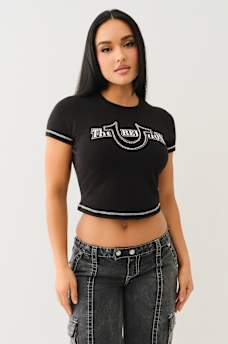 CRYSTAL HORSESHOE APPLIQUE BABY TEE, image 2