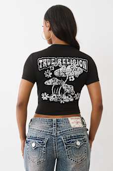 CRYSTAL MUSHROOM GRAPHIC BABY TEE, image 5