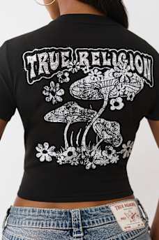 CRYSTAL MUSHROOM GRAPHIC BABY TEE, image 1