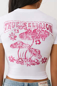 CRYSTAL MUSHROOM GRAPHIC BABY TEE, image 1
