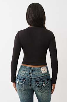 RIBBED FADED LOGO HENLEY, image 5